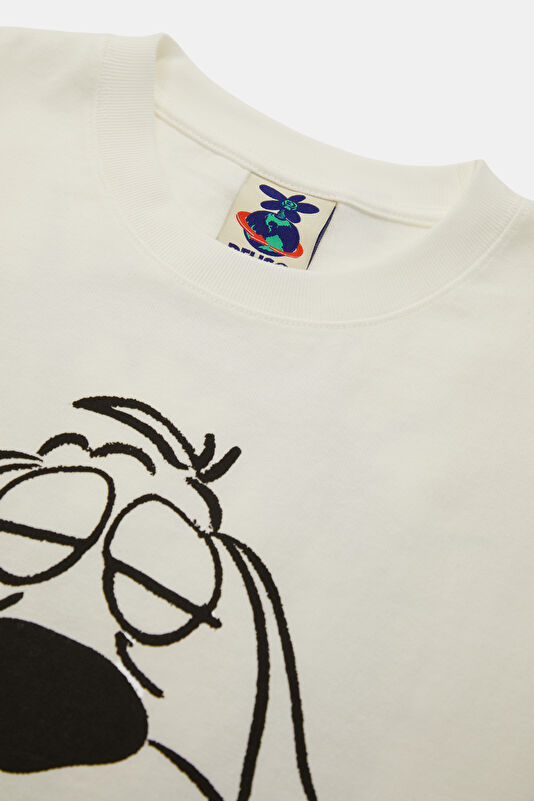 Relax Fit White Crew Neck Printed Men's T-Shirt 3