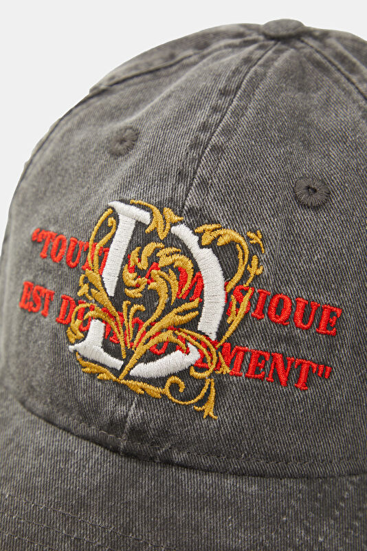 Decorative Anthracite Embroidered Hat 4