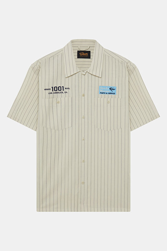 Relax Fit Ecru Embroidered Men's Shirt