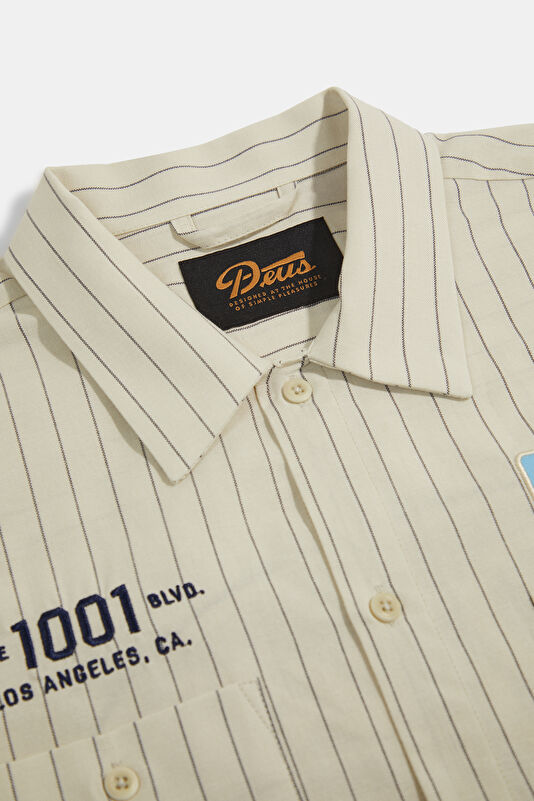 Relax Fit Ecru Embroidered Men's Shirt 3