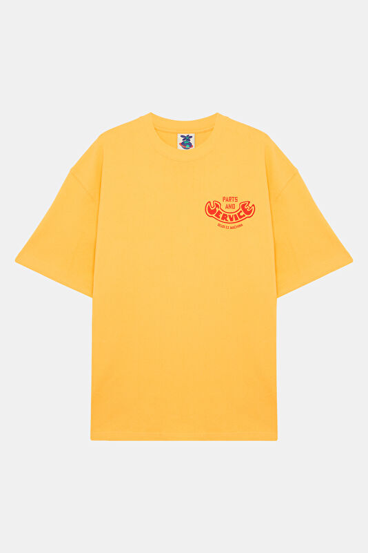 Relax Fit Yellow Crew Neck Printed Men's T-Shirt
