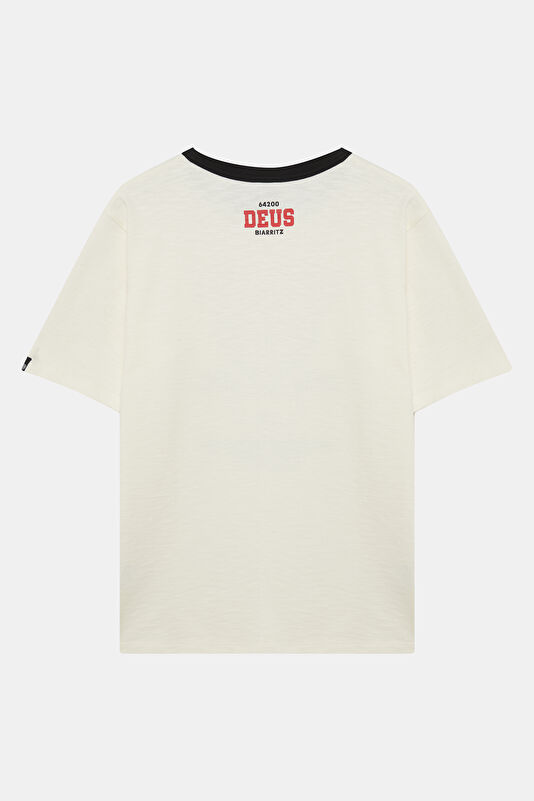 Relax Kalıp Ekru Bisiklet Yaka Baskılı Erkek T-Shirt 2