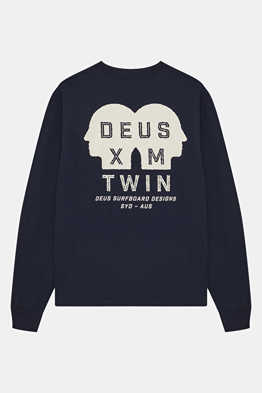 Relax Kalıp Lacivert Bisiklet Yaka Baskılı Erkek T-Shirt 2