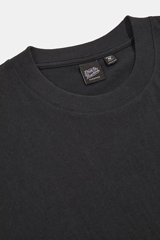 Relax Kalıp Siyah Bisiklet Yaka Baskılı Erkek T-Shirt 3