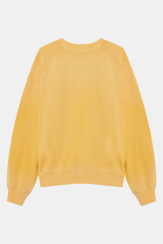 Sarı Relax Kalıp Bisiklet Yaka Erkek Sweatshirt 2