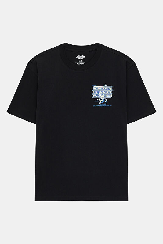 Relax Fit Black Crew Neck Printed Men's T-Shirt