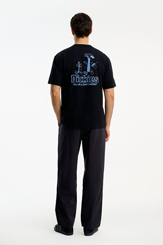 Relax Fit Black Crew Neck Printed Men's T-Shirt 2