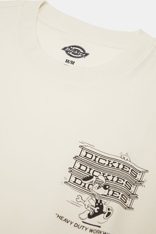 Relax Fit Cream Crew Neck Printed Men's T-Shirt 3