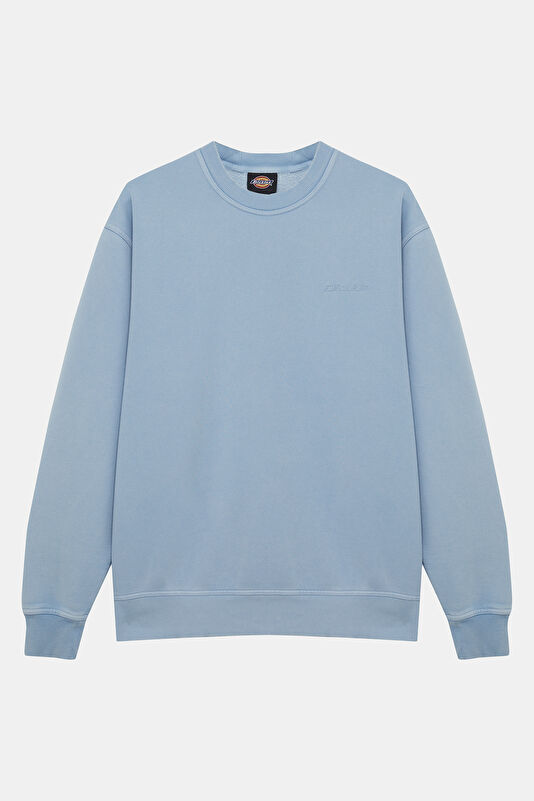 Açık Mavi Relax Kalıp Bisiklet Yaka Erkek Sweatshirt