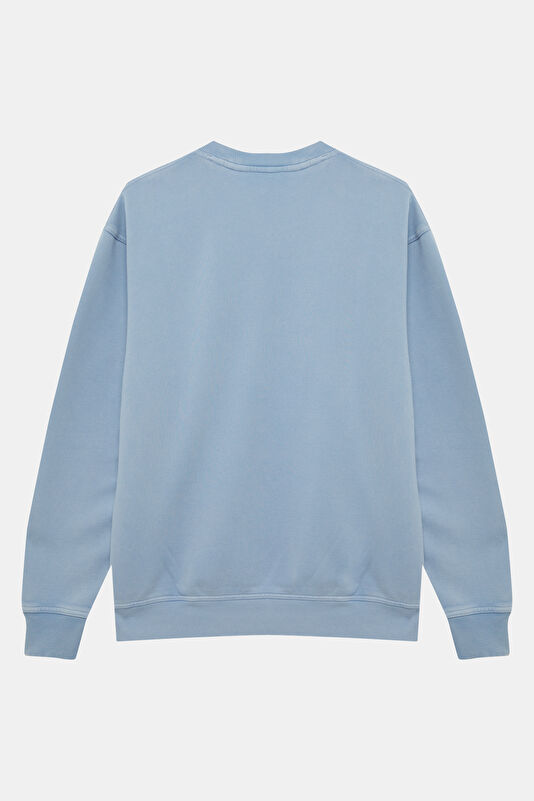 Açık Mavi Relax Kalıp Bisiklet Yaka Erkek Sweatshirt 2