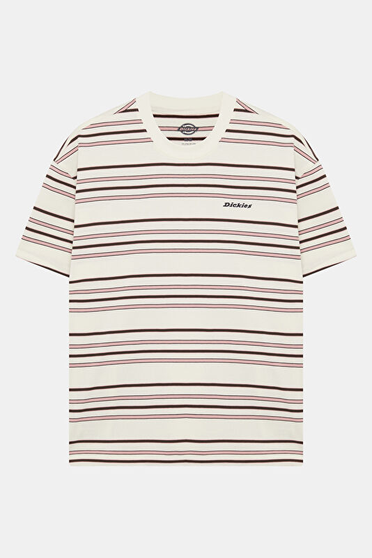 Relax Fit Cream Crew Neck Striped Men's T-Shirt