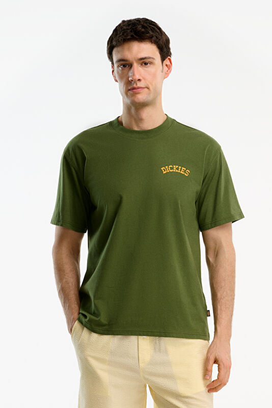 Relax Fit Khaki Crew Neck Printed Men's T-Shirt