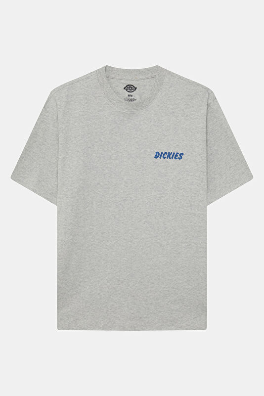 Relax Kalıp Gri Bisiklet Yaka Baskılı Erkek T-Shirt