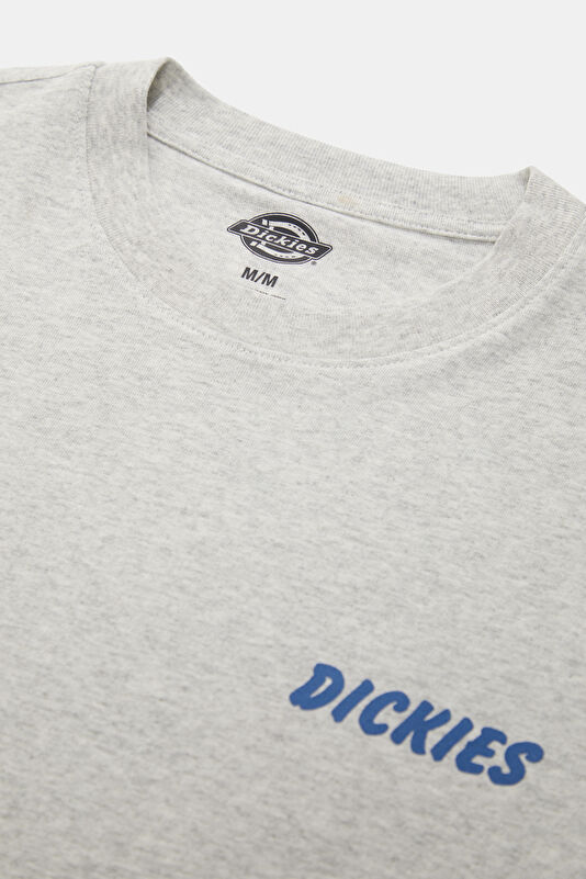Relax Kalıp Gri Bisiklet Yaka Baskılı Erkek T-Shirt 3