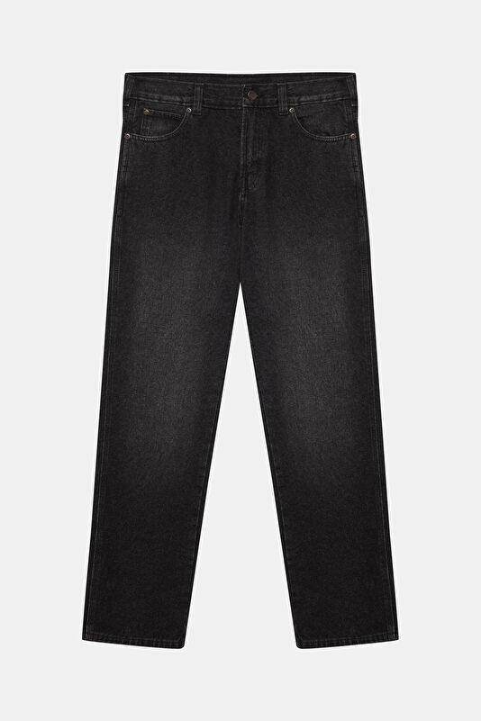 Relax Kalıp Siyah Straight Erkek Jean Pantolon