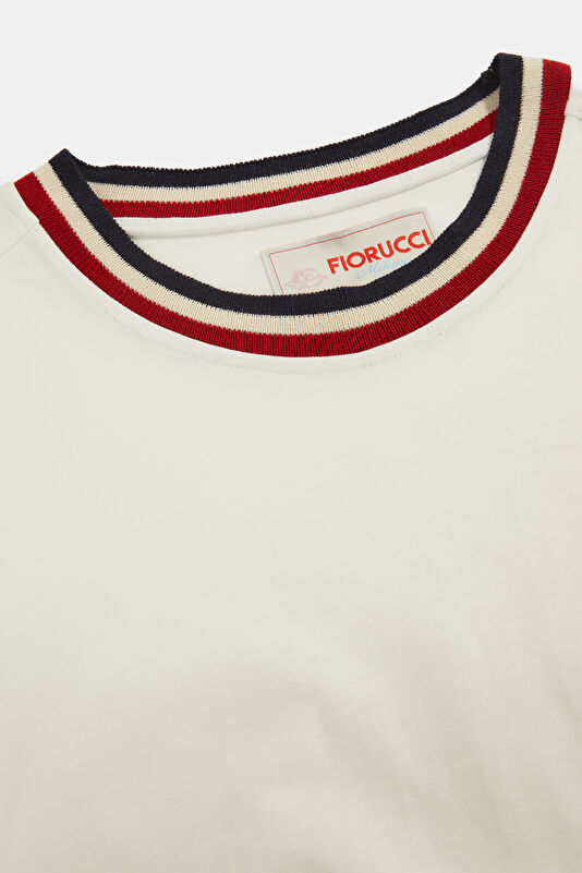 Relax Fit White Crew Neck Piped Men's T-Shirt 3