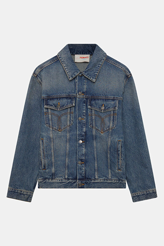 Blue Buttoned Men's Jacket