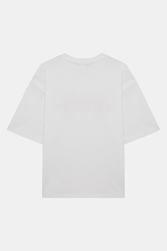 Relax Fit White Crew Neck Printed Men's T-Shirt 2