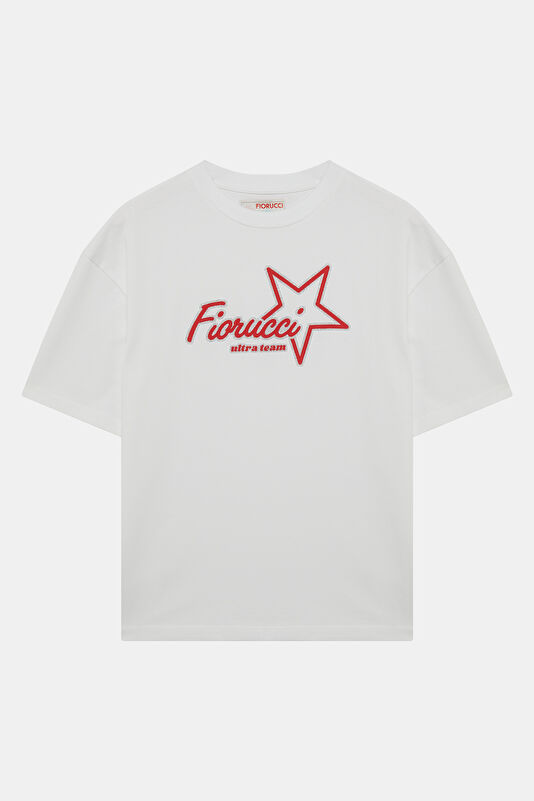 Relax Fit White Crew Neck Printed Men's T-Shirt 4