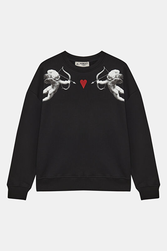 Siyah Relax Kalıp Bisiklet Yaka Erkek Sweatshirt 4