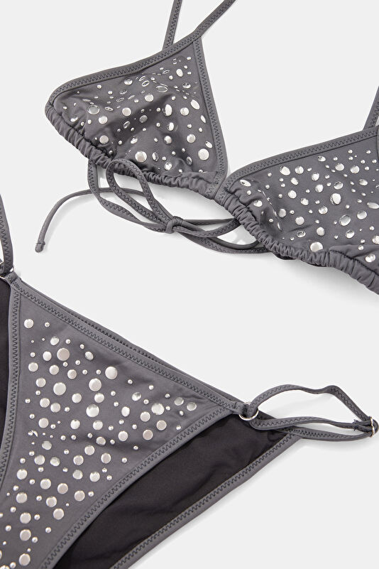 Grey Lace-up Women's Bikini 3