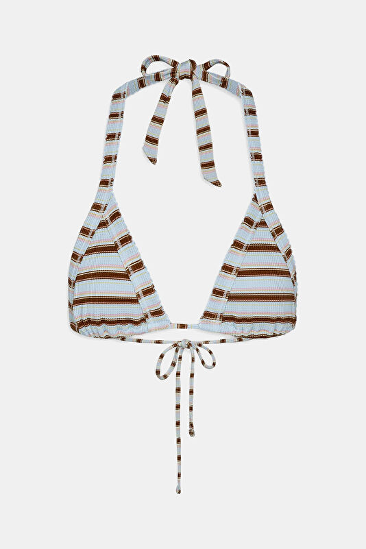 Açık Mavi Çizgili Desenli Bikini 2