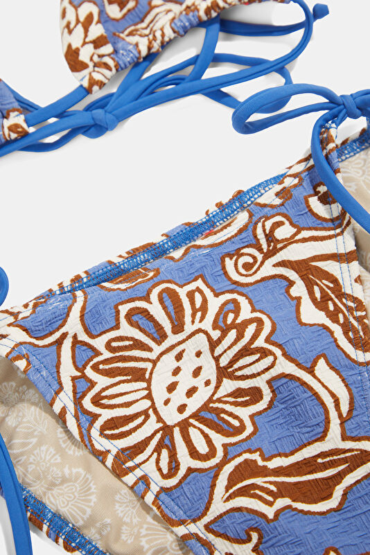 Blue Patterned Tie-Up Women's Bikini 4