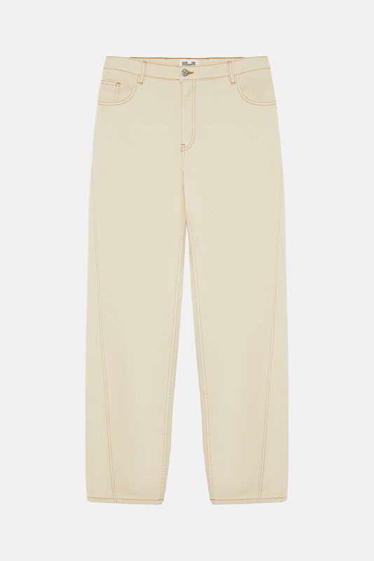 Krem Straight Kadın Pantolon