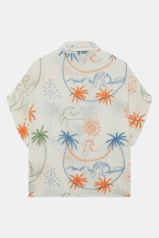 Ecru Patterned Women's Shirt 2