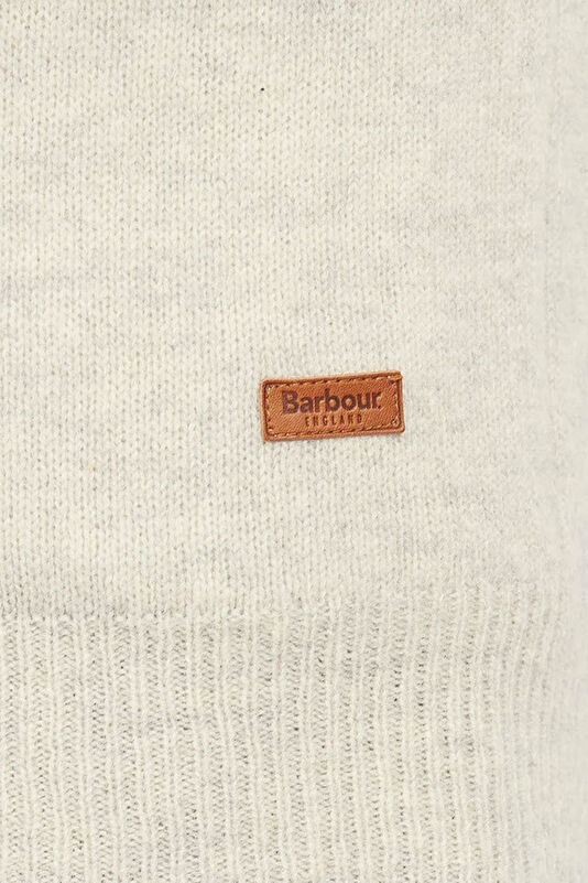 Patch Half Zip Cream Wool Sweater for Men 4