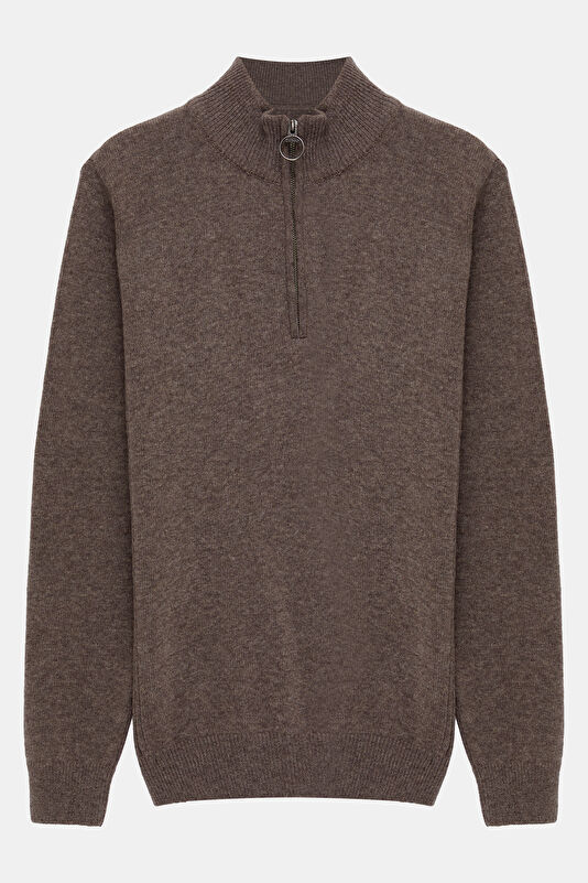 Holden Half Zip Knitted Grey Wool Sweater for Men