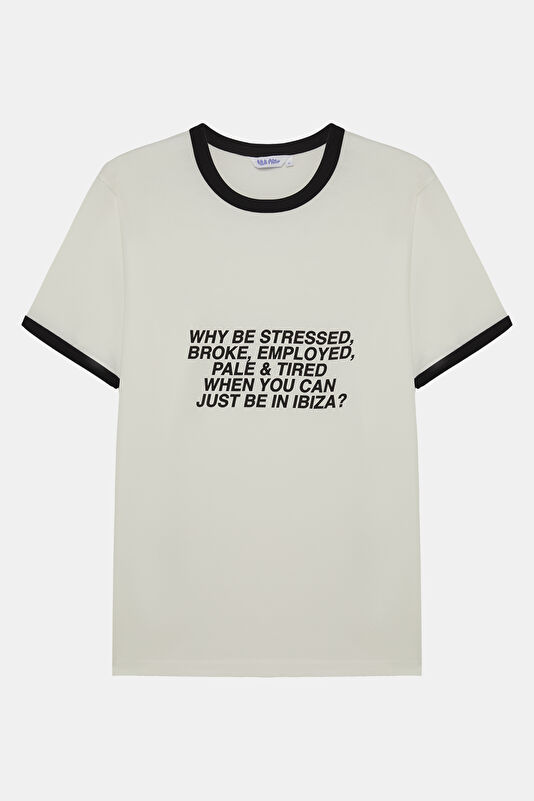 Relax Fit White Crew Neck Printed Men's T-Shirt