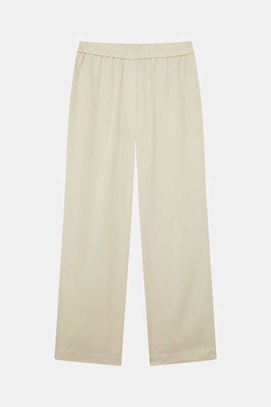 Relax Fit Beige Wide Leg Tencel Men's Sports Trousers