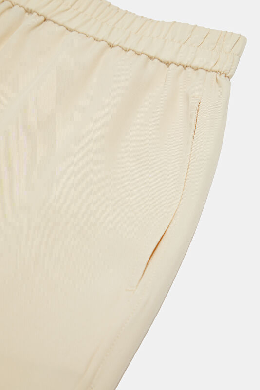 Relax Fit Beige Wide Leg Tencel Men's Sports Trousers 4