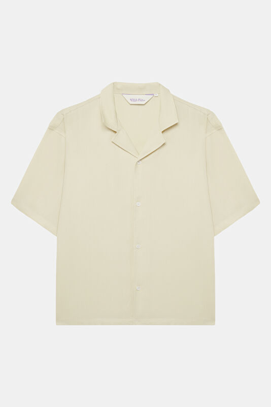 Relax Fit Beige Resort Neck Men's Shirt
