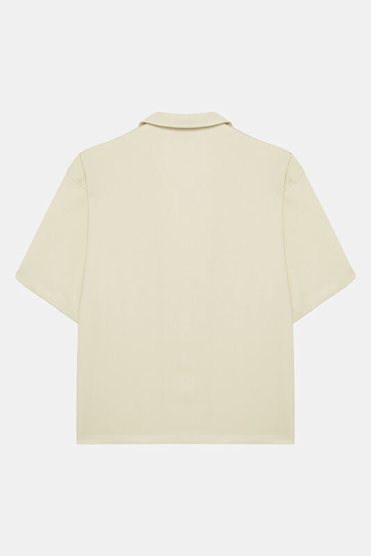 Relax Fit Beige Resort Neck Men's Shirt 2
