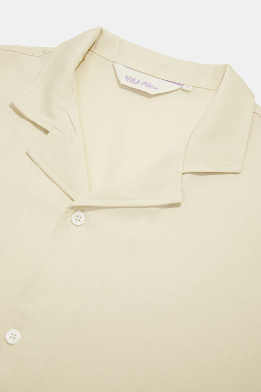 Relax Fit Beige Resort Neck Men's Shirt 3