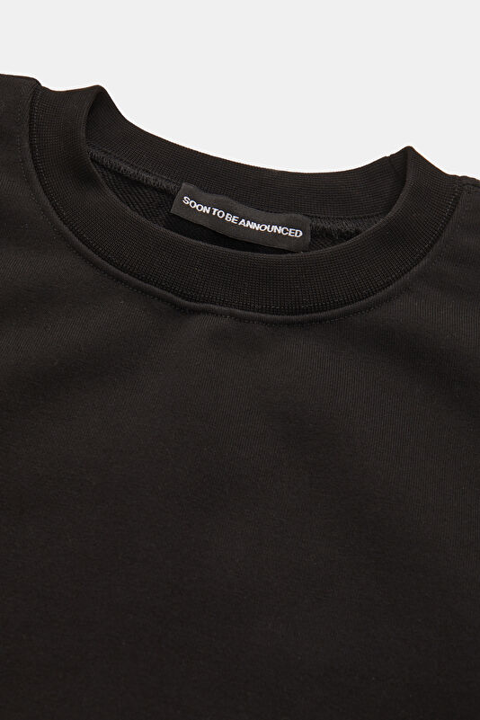 Siyah Relax Kalıp Bisiklet Yaka Erkek Sweatshirt 3