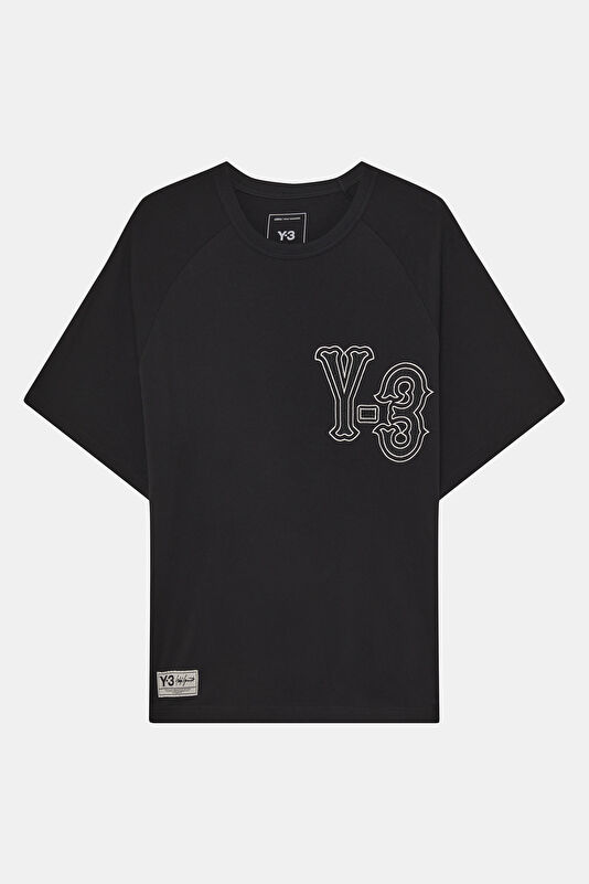 Relax Kalıp Siyah Bisiklet Yaka Nakışlı Erkek T-Shirt