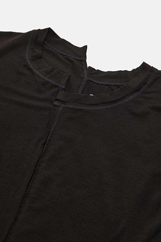 Siyah V Yaka Kadın T-Shirt 3