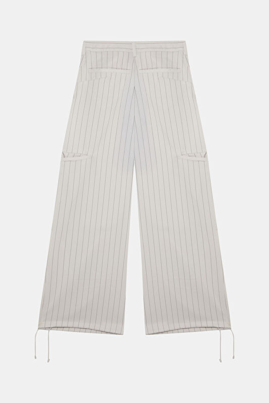 Ekru Bol Paça Kadın Spor Pantolon 2