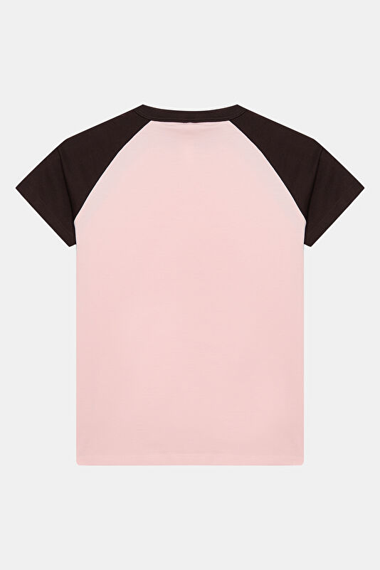 Açık Pembe Bisiklet Yaka Kadın T-Shirt 2