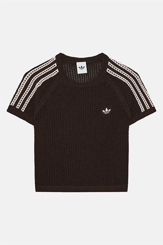 Kahve Bisiklet Yaka Kadın T-Shirt