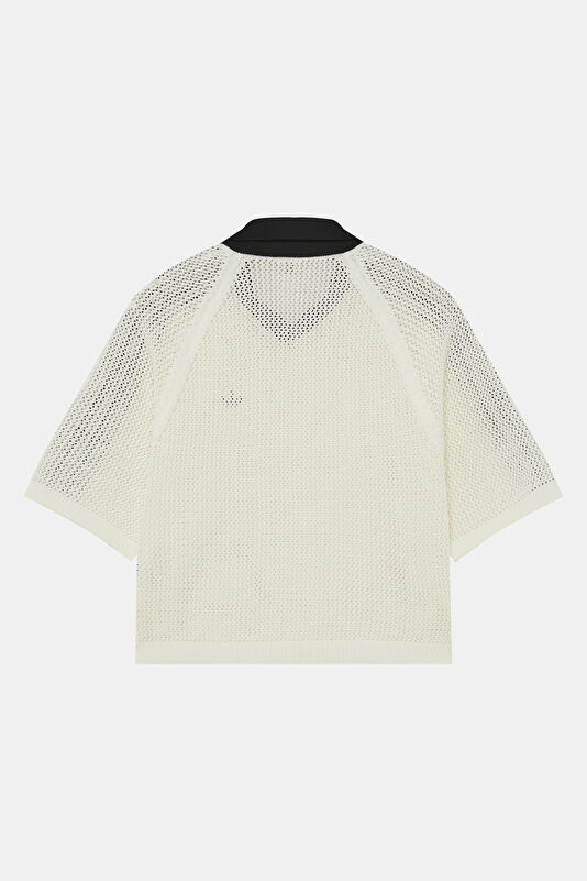 Beyaz Polo Yaka Kadın T-Shirt 2