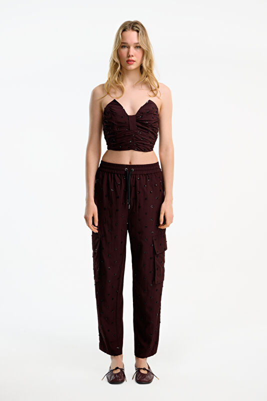 Bordo Regular Kadın Pantolon