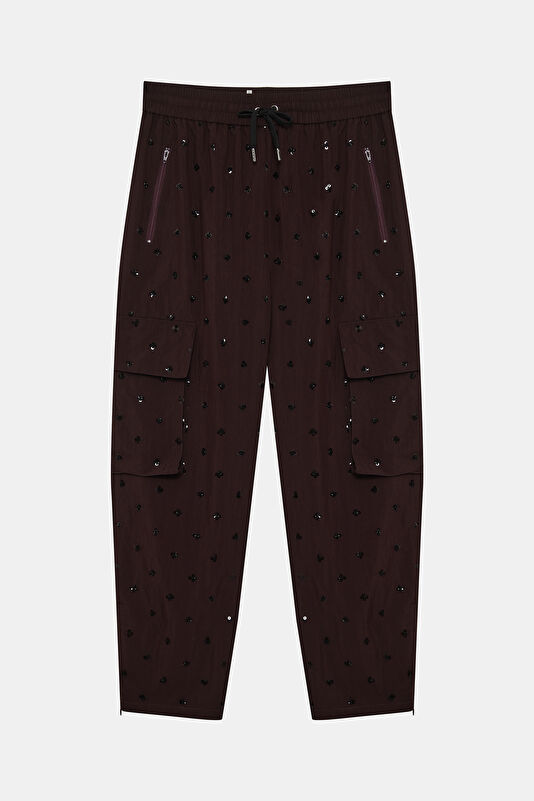 Bordo Regular Kadın Pantolon 4