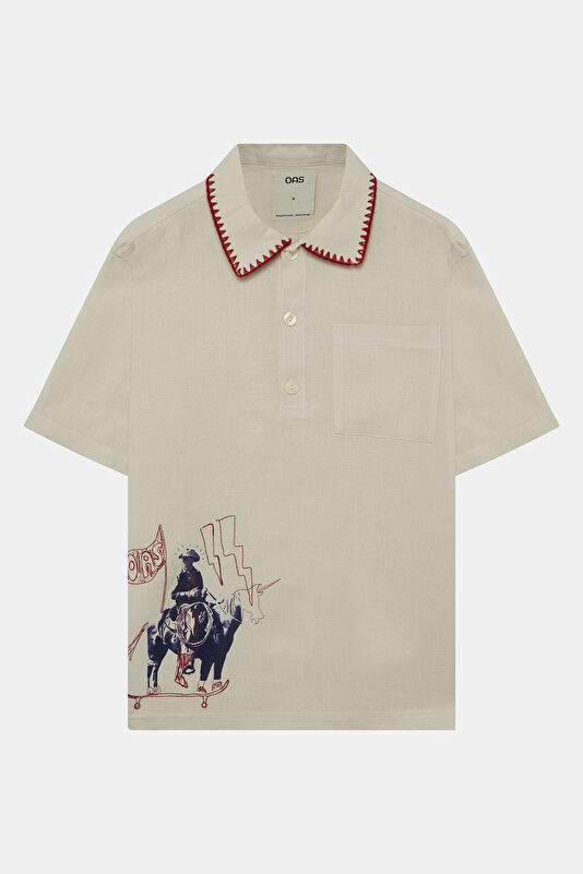 Beige Embroidered Men's Shirt 4