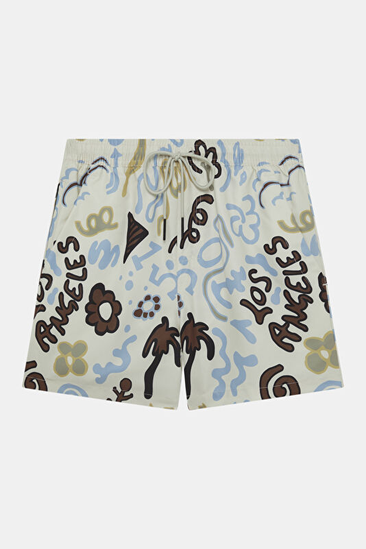Multicolored Patterned Elasticated Men's Swimsuit
