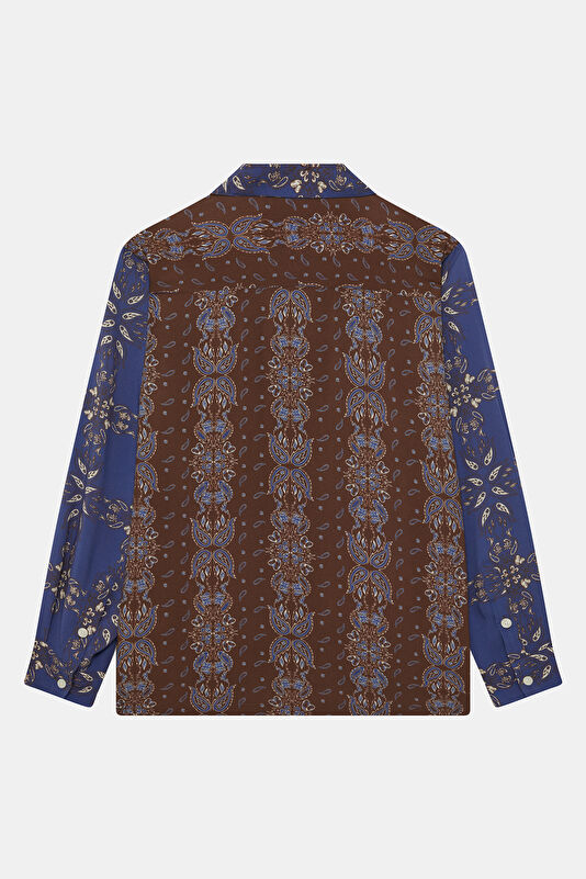Relax Fit Blue Patterned Resort Collar Men's Shirt 2