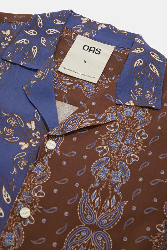 Relax Fit Blue Patterned Resort Collar Men's Shirt 3